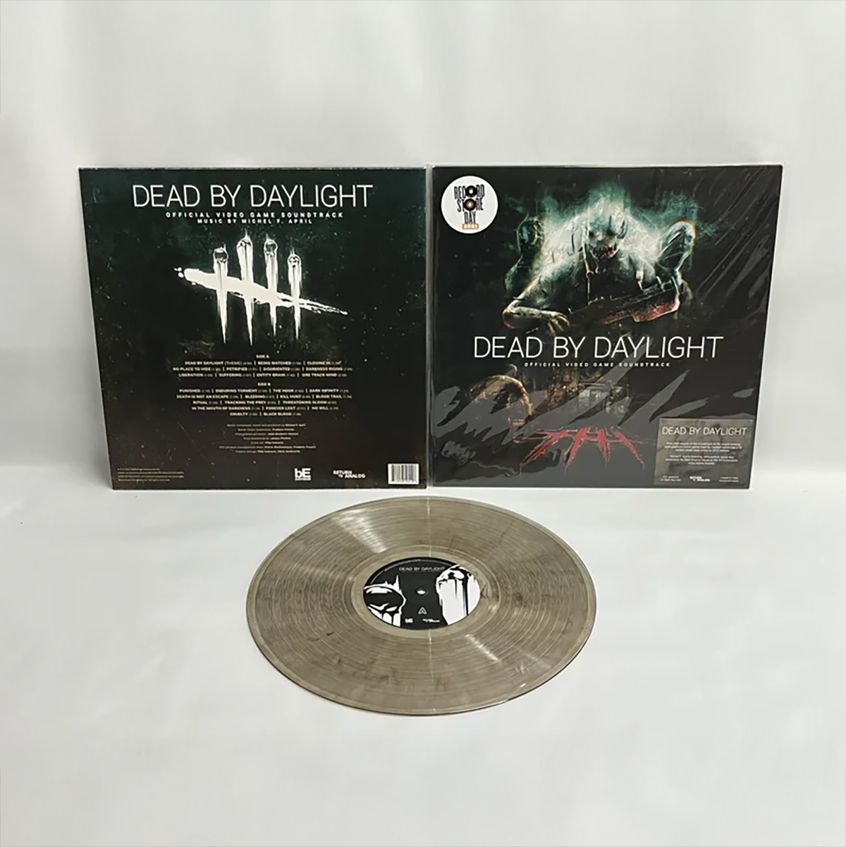 Vinyl record and cover for 'Dead by Daylight' on a white background