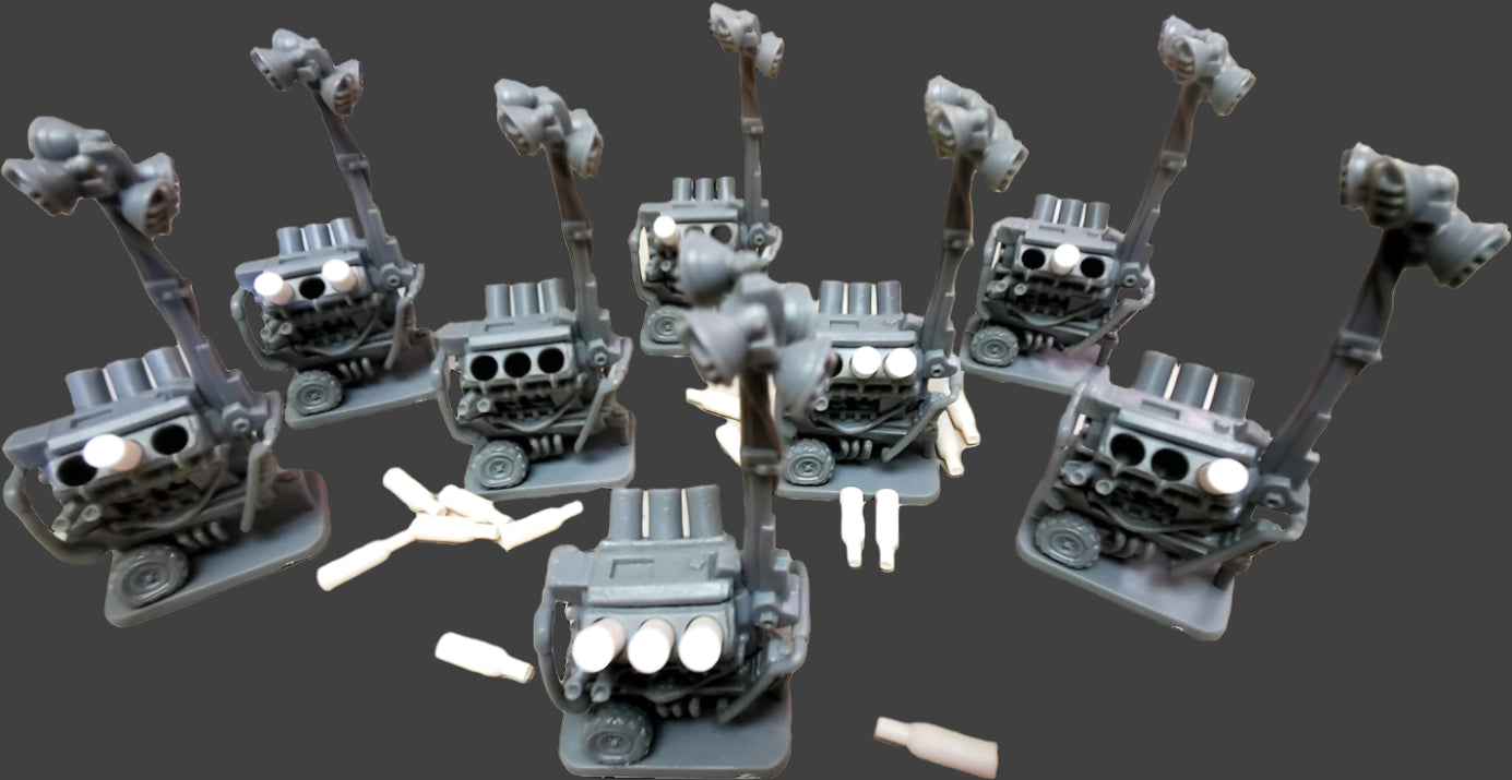 Set of mechanical components on a white background