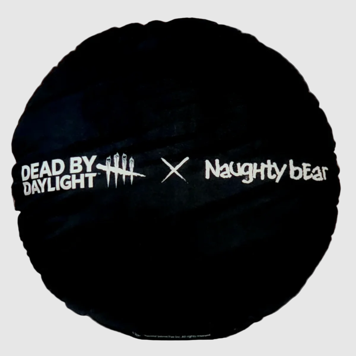 Black pillow with 'Dead by Daylight' and 'Naughty Bear' text.