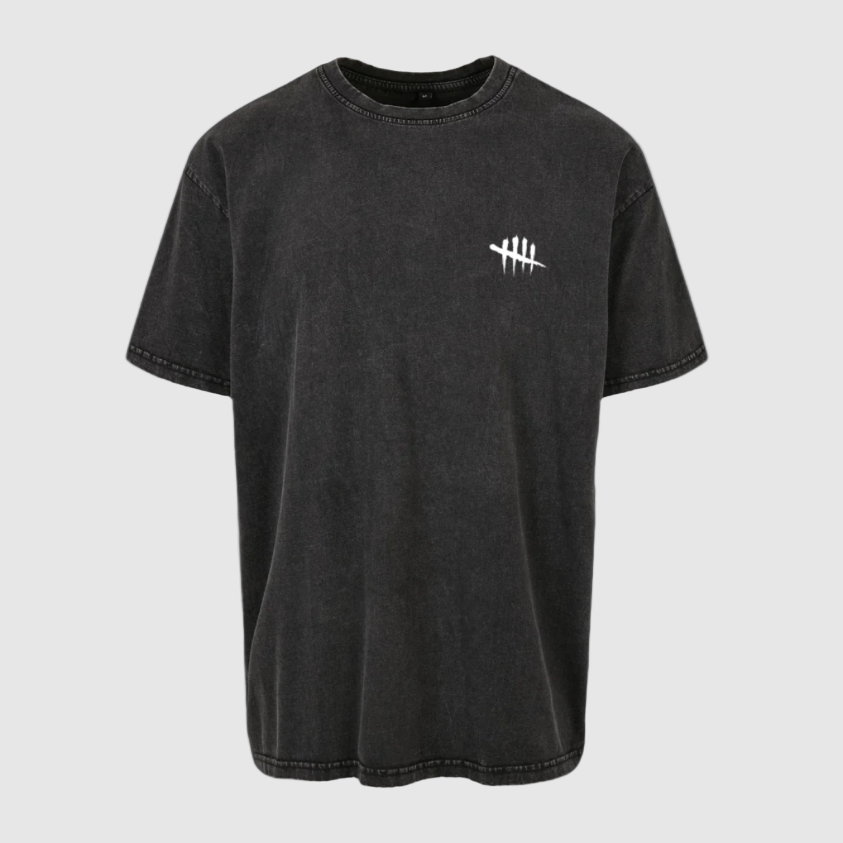 A black acid wash t-shirt with the 'Dead by Daylight' logo on the upper left front.