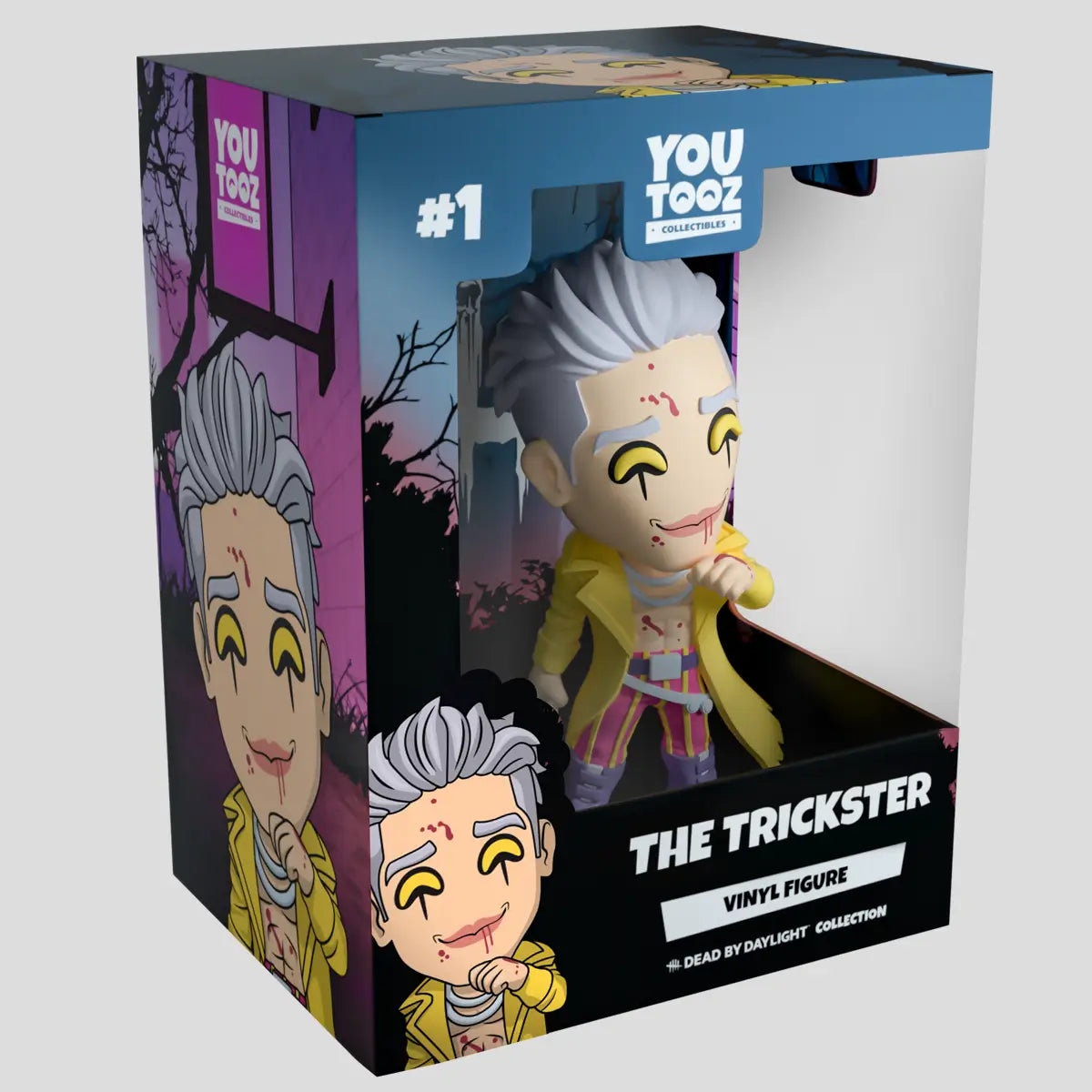 Boxed vinyl figurine of 'The Trickster' by YouTooz from Dead by Daylight universe
