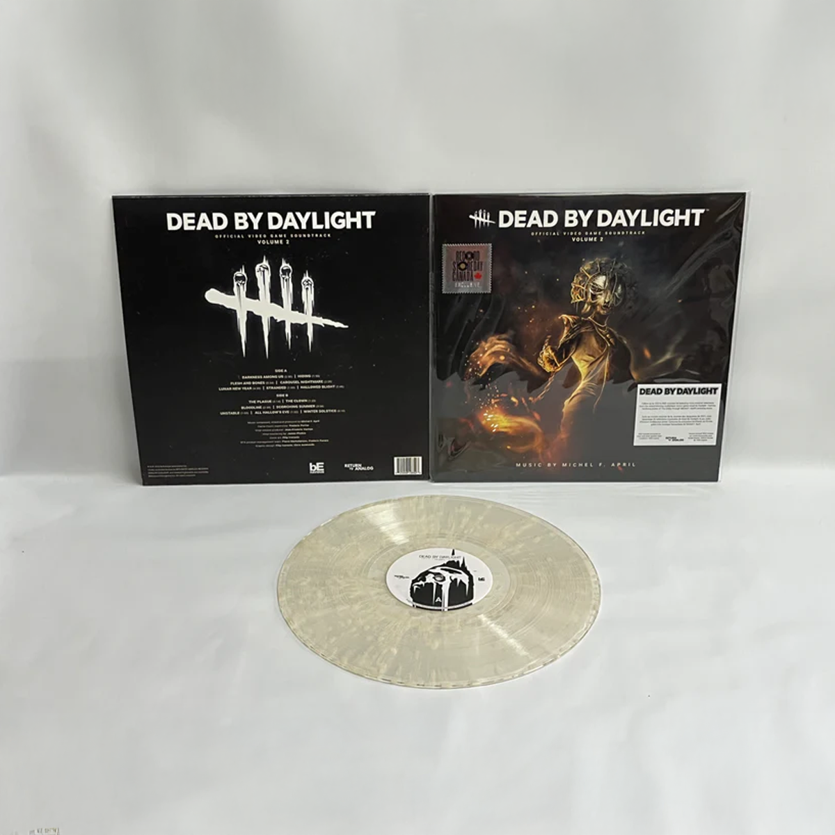 Vinyl record and cover for 'Dead by Daylight' on a white background