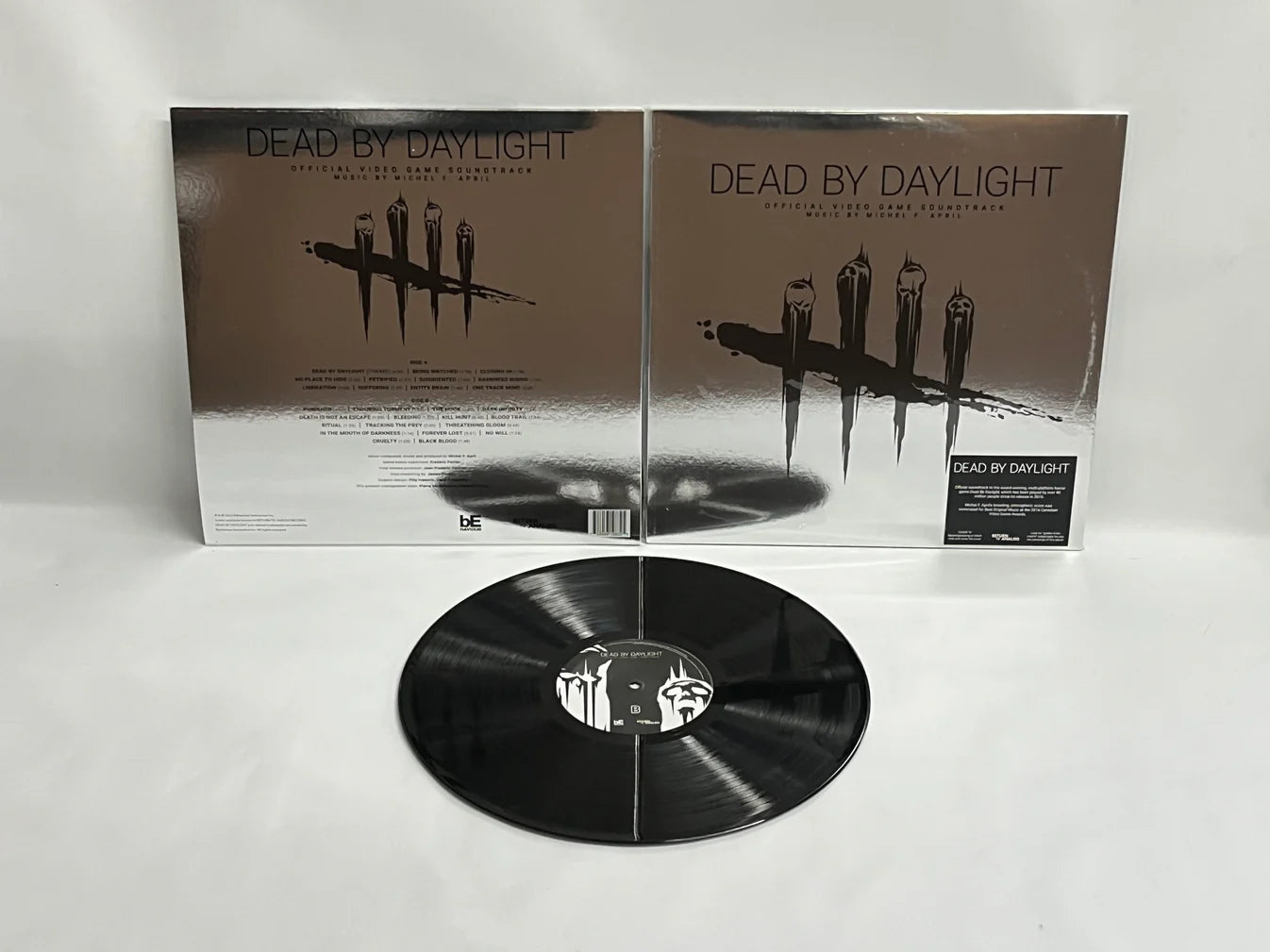 Vinyl record with 'Dead by Daylight' cover art on a white background