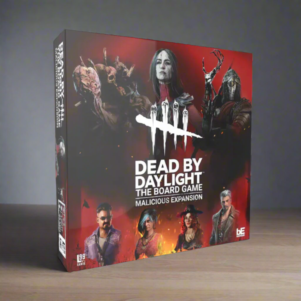 Board game box cover for Dead by Daylight: The Board Game Malicious Expansion.