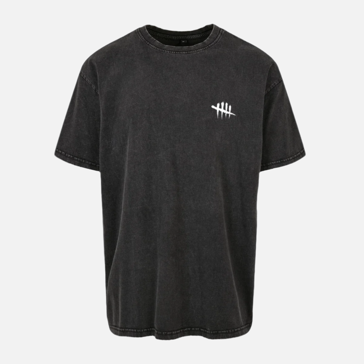 A black acid wash t-shirt with the 'Dead by Daylight' logo on the upper left front.
