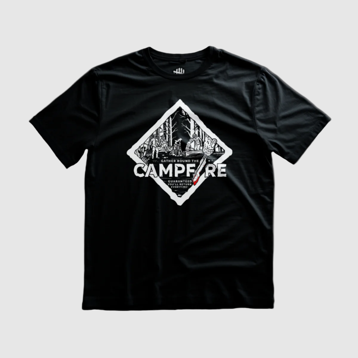 Dead by Daylight t-shirt with 'Camper' graphic design on a gray background